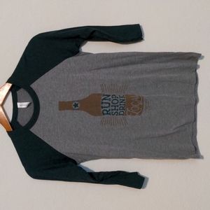 Run Shop Drink Local Beer Baseball Style T Shirt